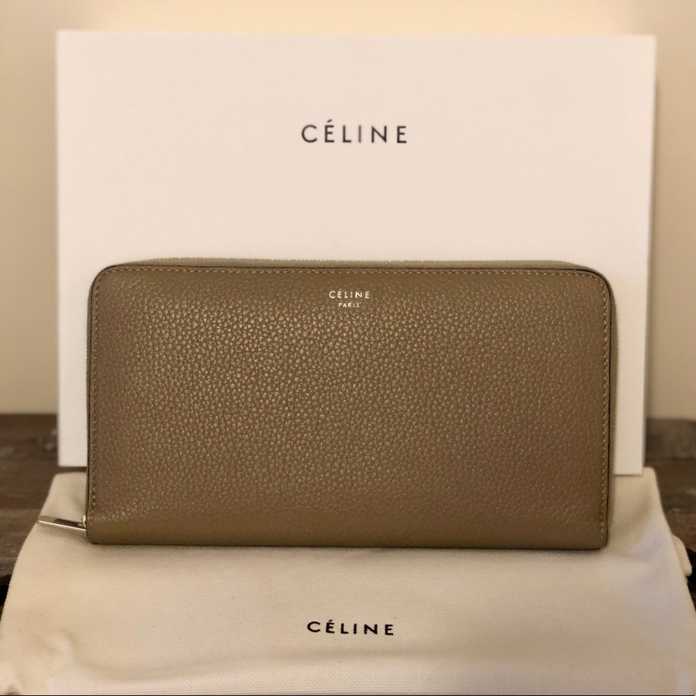 Celine - Large Zipped Wallet - Tan Grained Leather